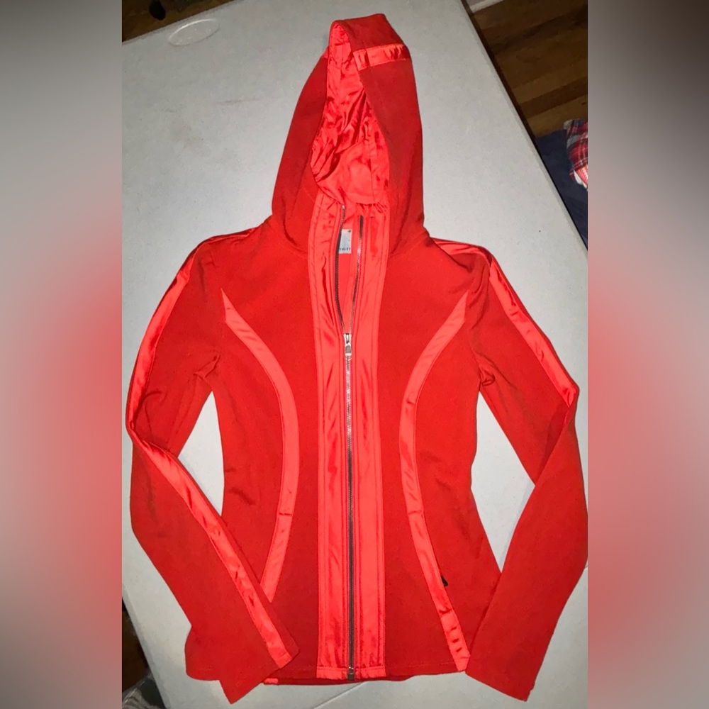 Athleta Verbier Zip Hooded Softshell Running Jacket Fire Red XXS Athleisure
